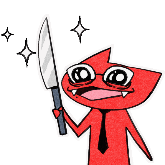 Awr The Red Cat knife animated sticker